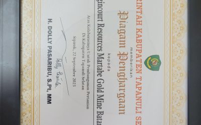 Award for Collaboration for Agricultural Development in South Tapanuli Regency