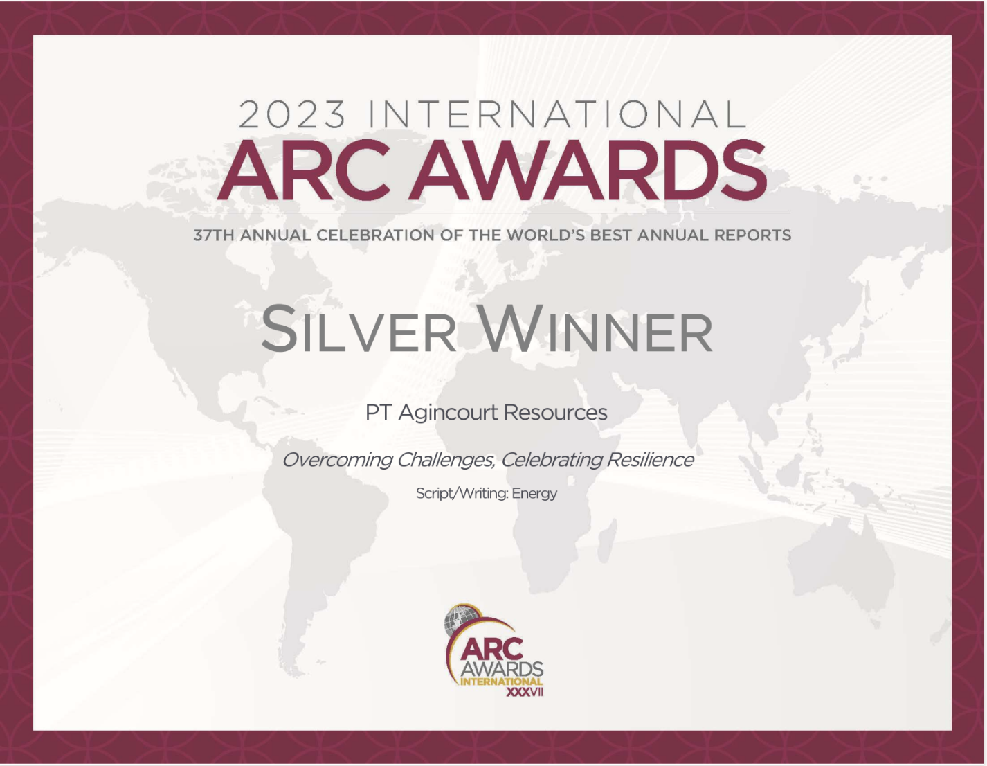 Silver Award The 2023 ARC Awards Category Script/Writing