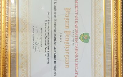 Award for Collaboration for Quality Education in South Tapanuli Regency